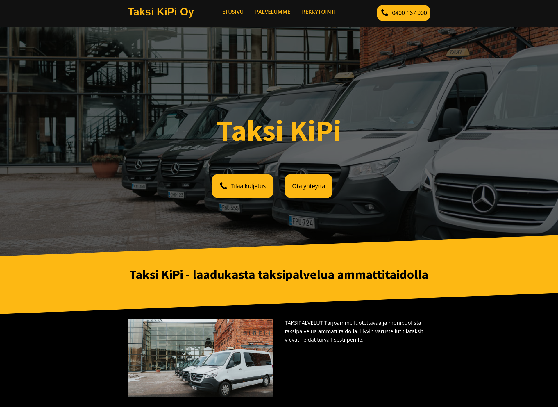 Skärmdump för taxikipi.fi