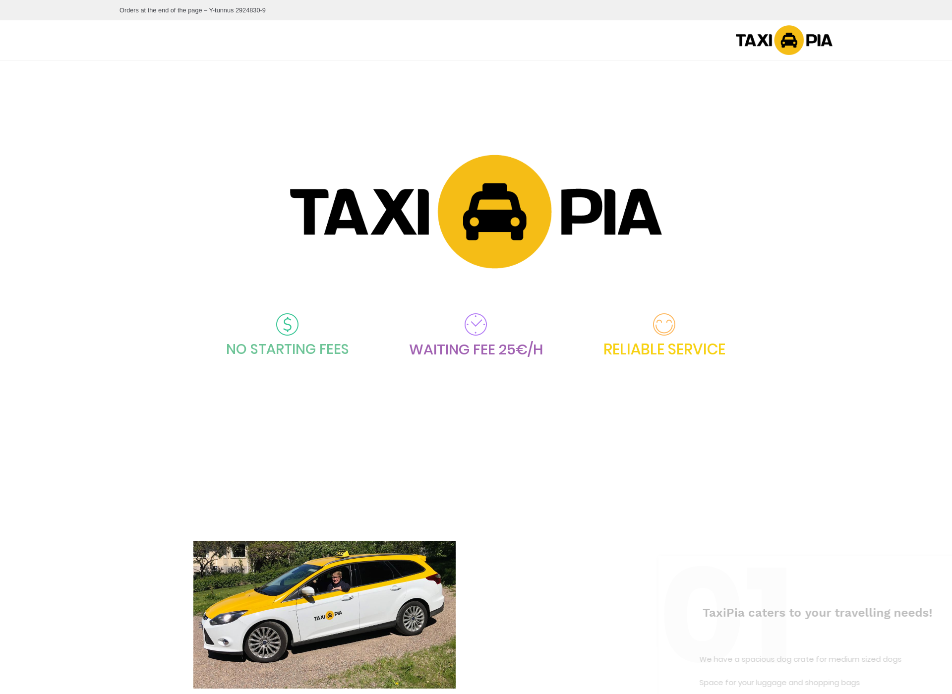 Skärmdump för taxipia.fi
