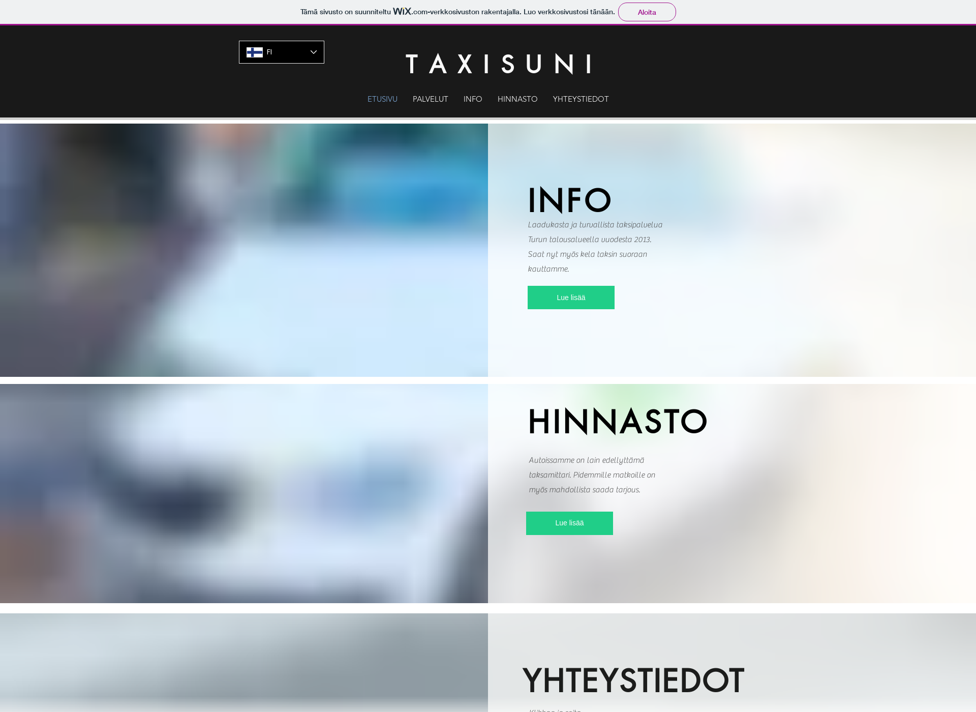 Skärmdump för taxisuni.fi