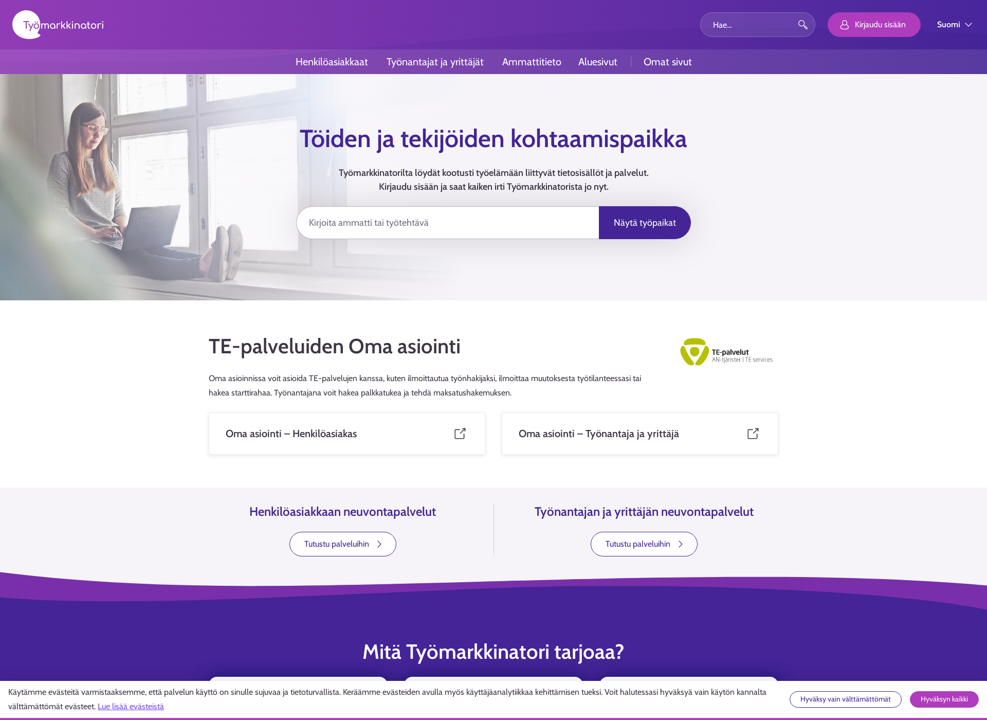 Näyttökuva te-palvelut.fi
