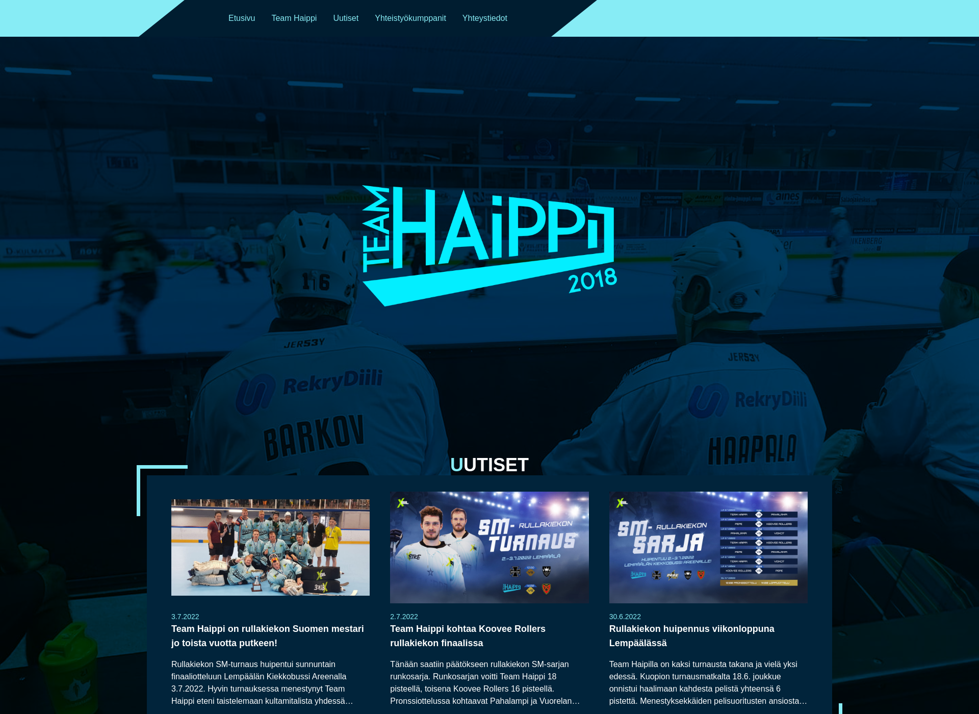 Skärmdump för teamhaippi.fi