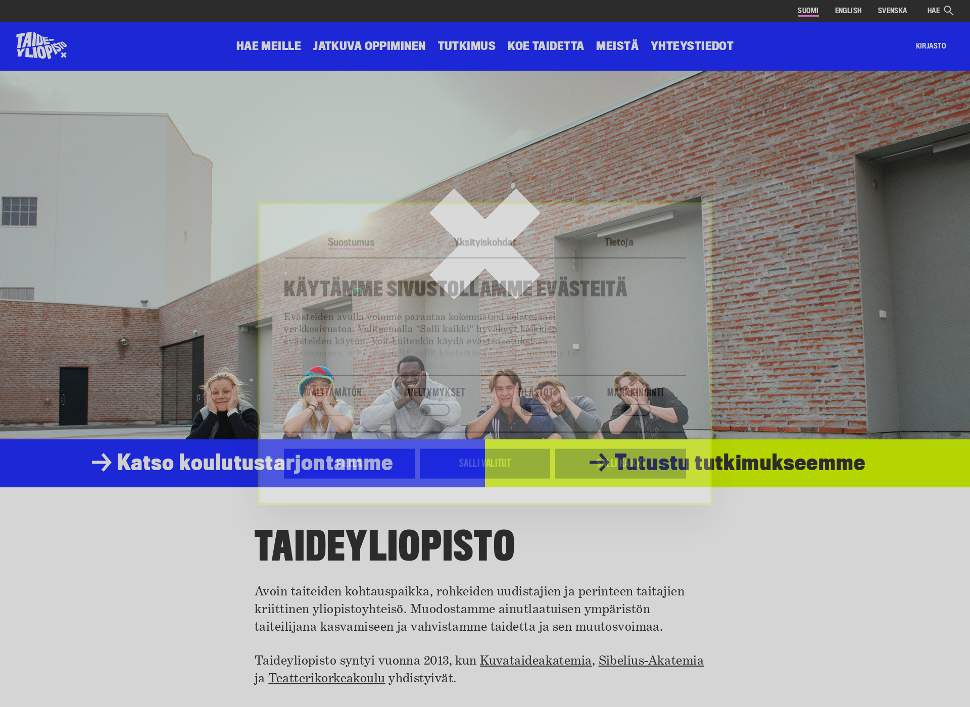 Screenshot for teatterikorkeakoulu.fi