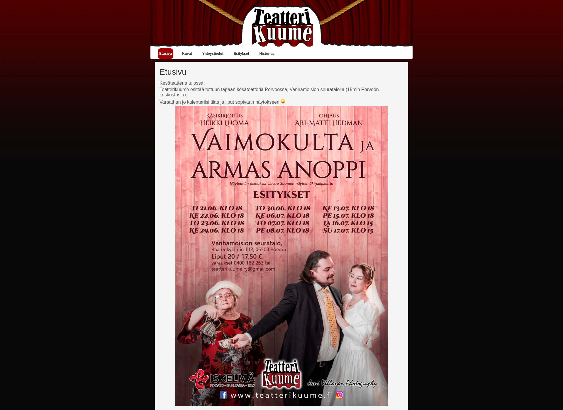 Screenshot for teatterikuume.fi