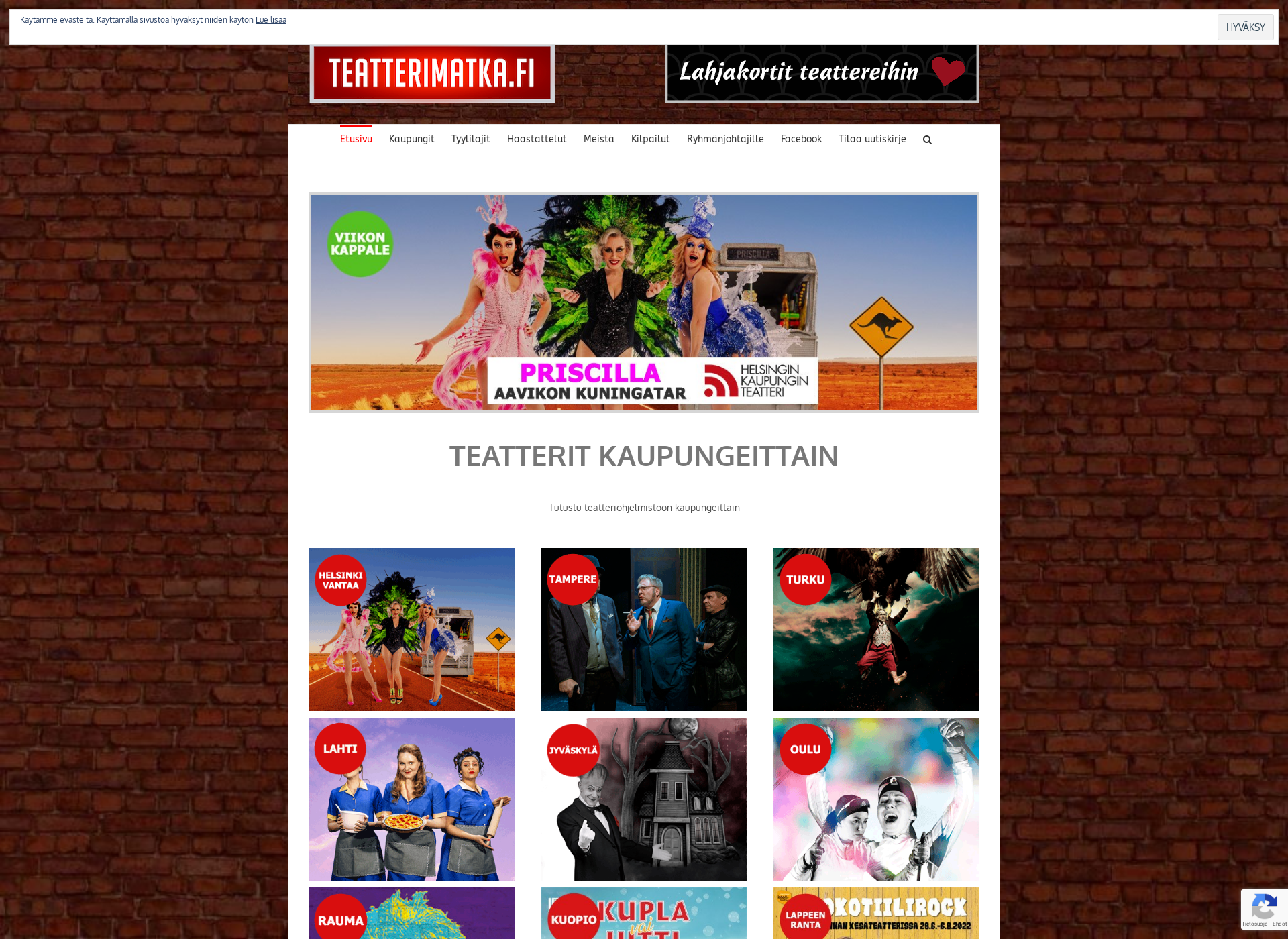 Skärmdump för teatteritaivas.fi