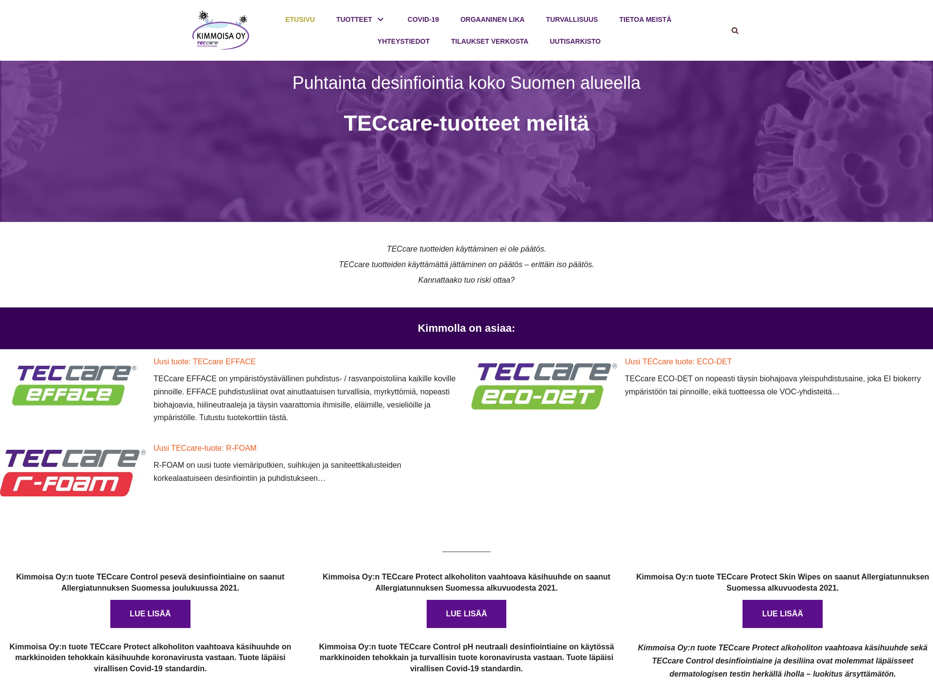 Screenshot for teccaretuotteet.fi