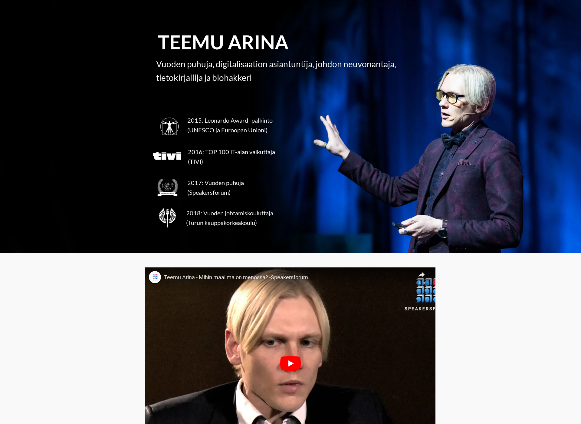 Skärmdump för teemuarina.fi
