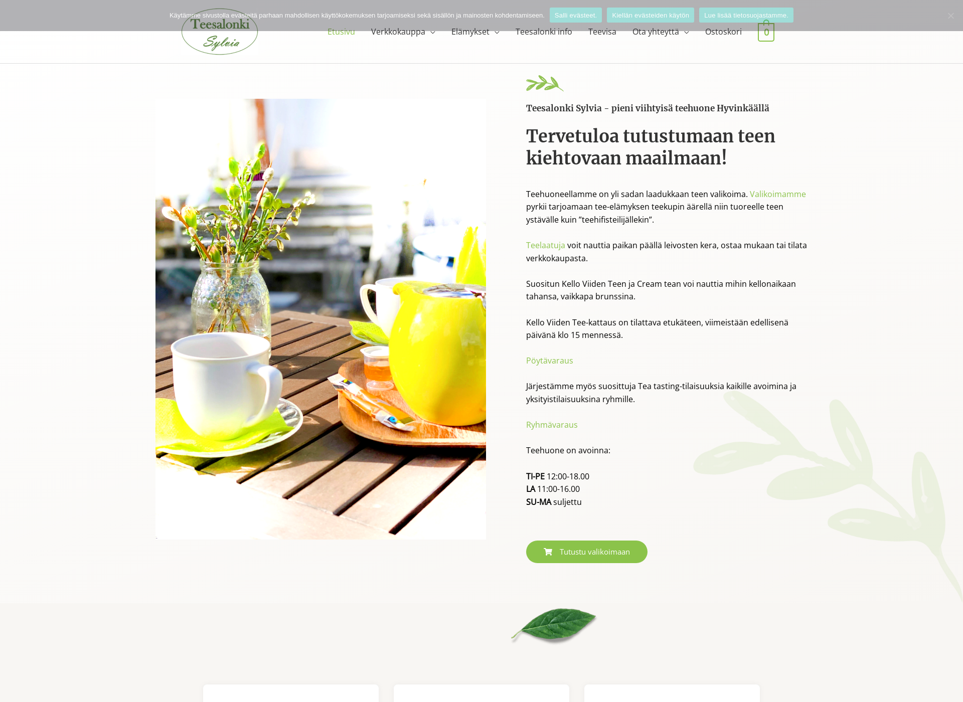 Skärmdump för teesalonkisylvia.fi