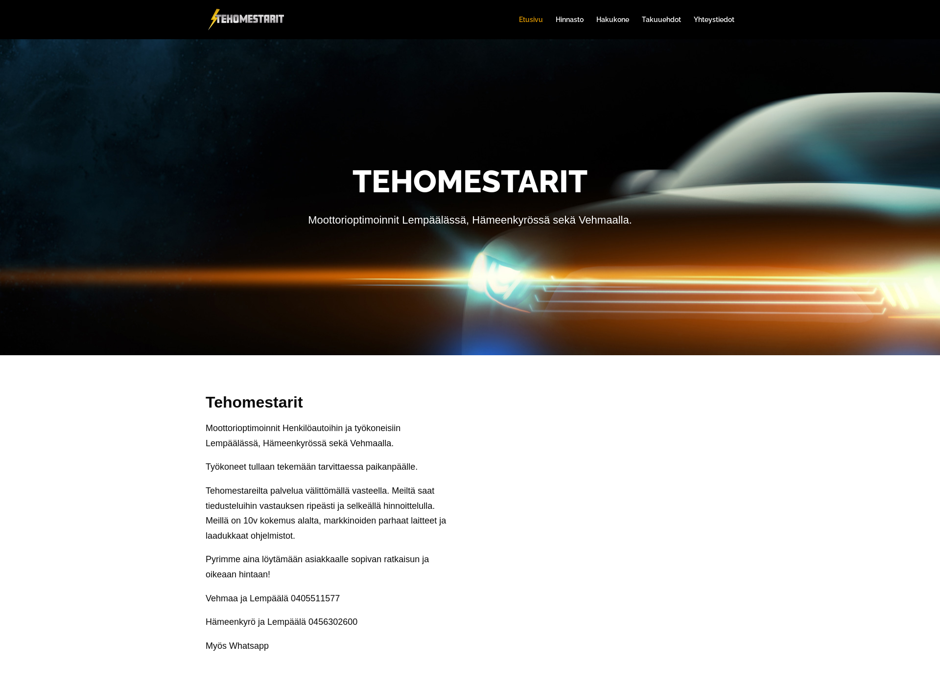 Screenshot for tehomestarit.fi