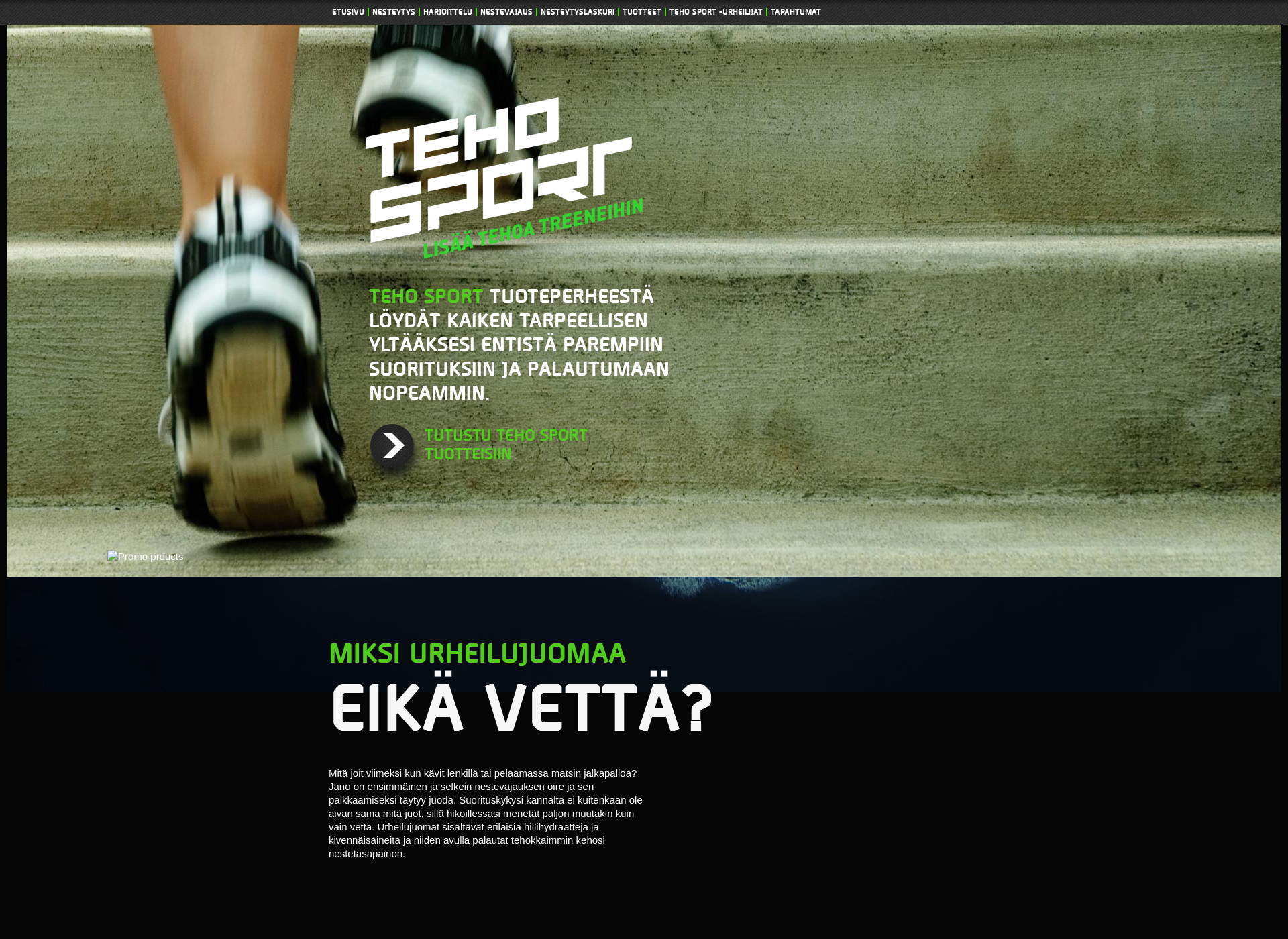 Skärmdump för tehosport.fi