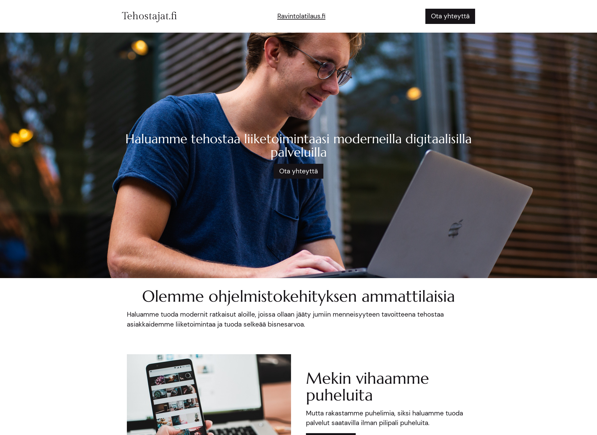 Skärmdump för tehostajat.fi
