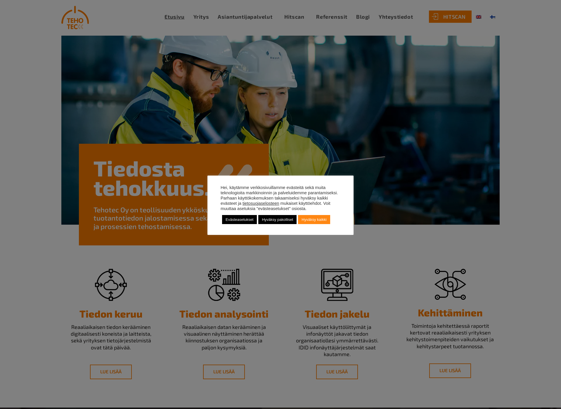 Skärmdump för tehotec.fi
