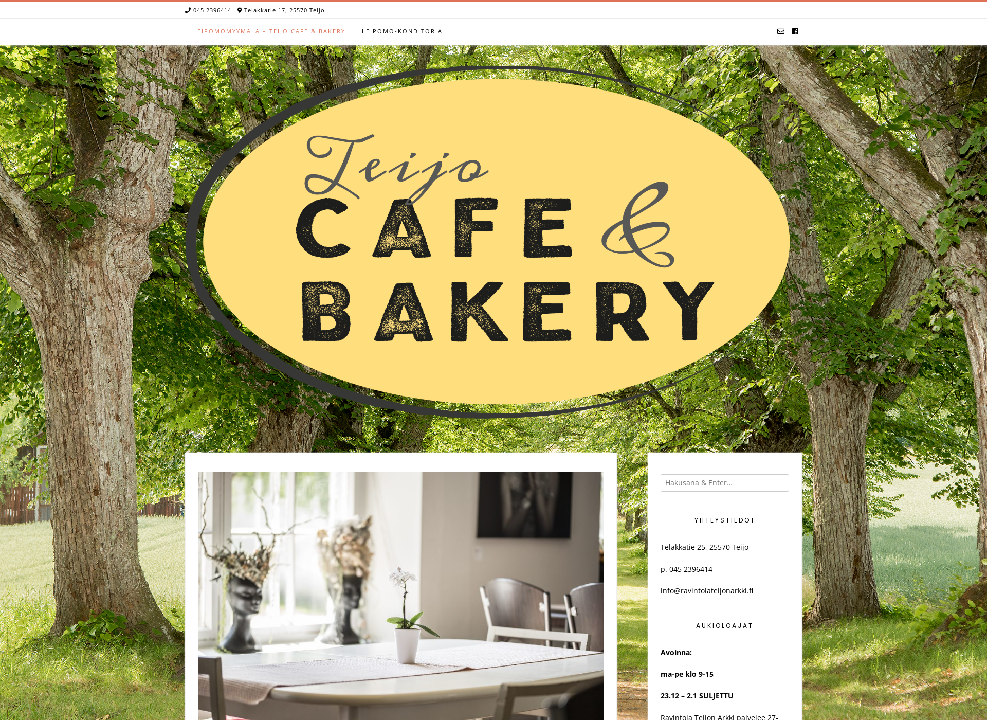 Näyttökuva teijocafebakery.fi