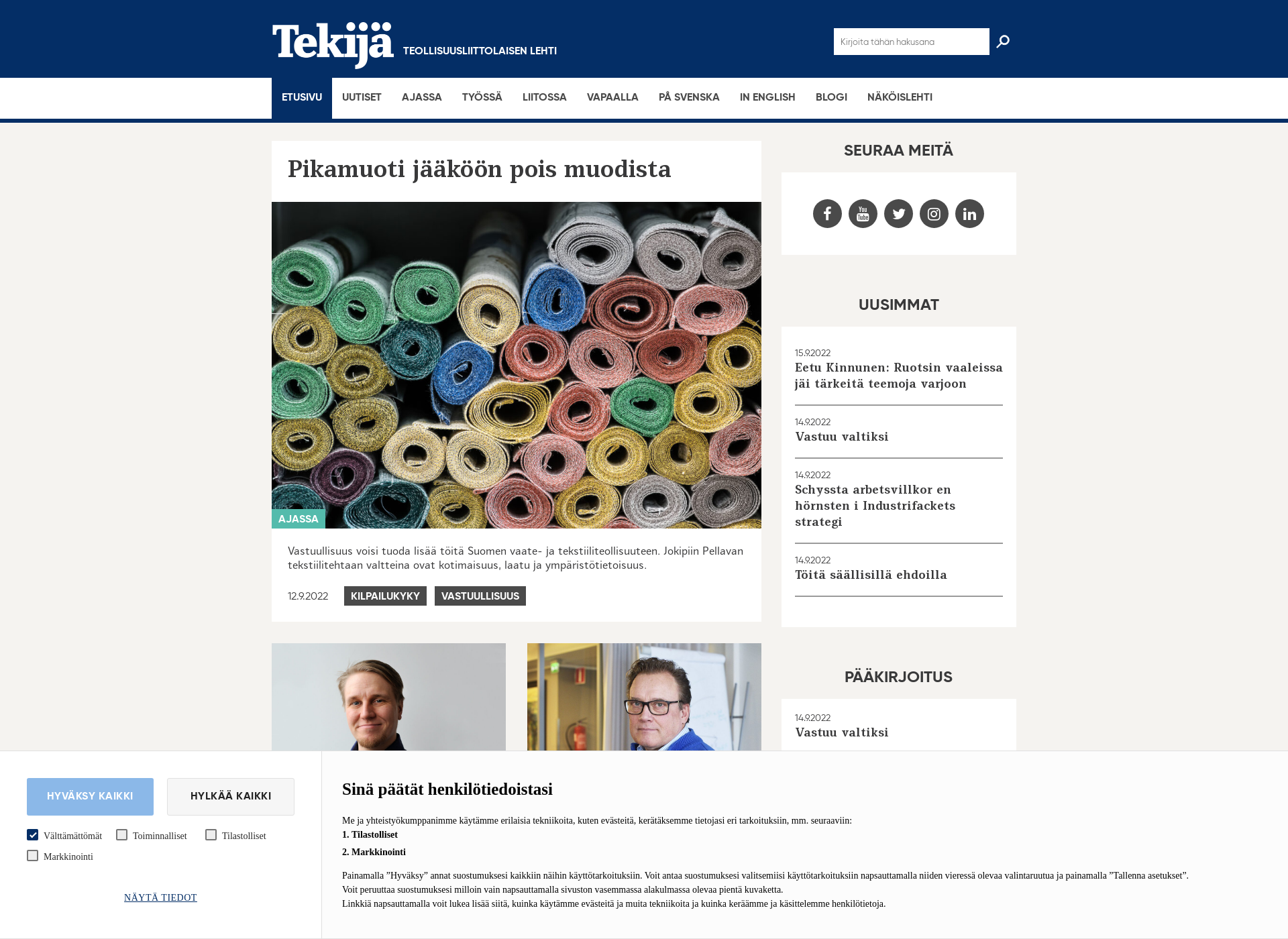 Screenshot for tekijalehti.fi