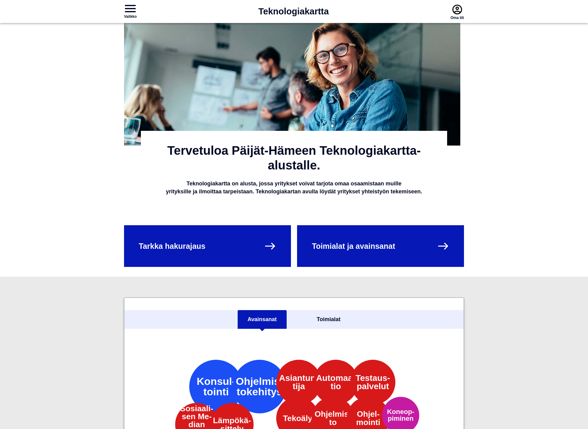 Screenshot for teknologiakartta.fi