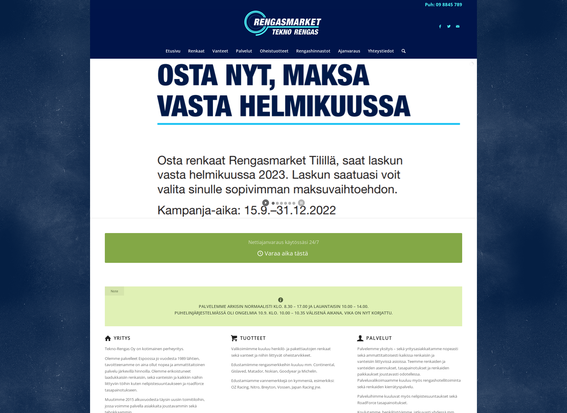 Skärmdump för teknorengas.fi