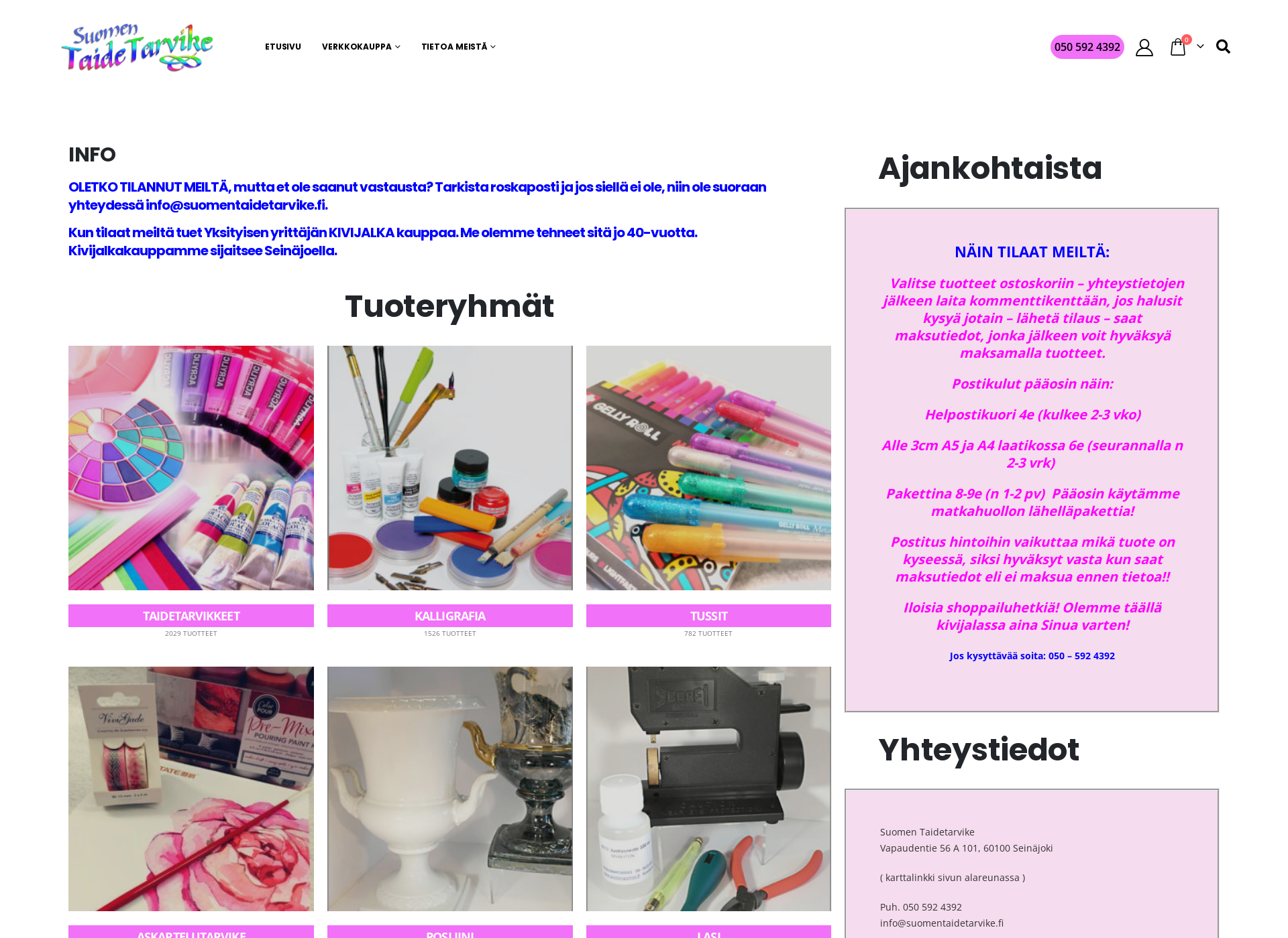 Skärmdump för tekstaustarvike.fi
