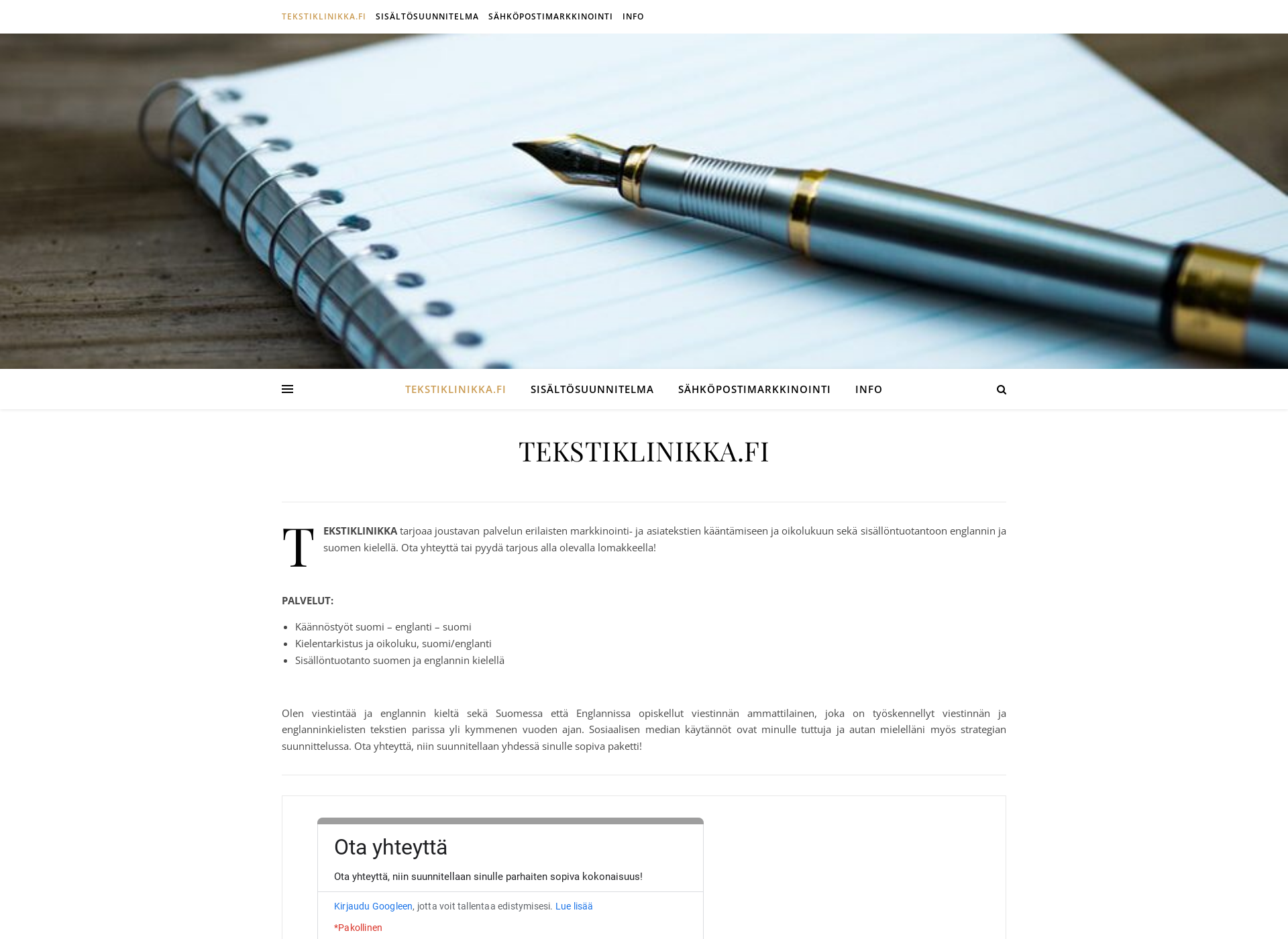 Screenshot for tekstiklinikka.fi