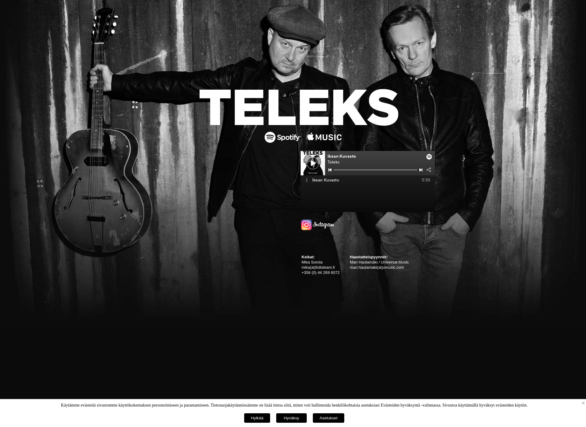 Skärmdump för teleks.fi