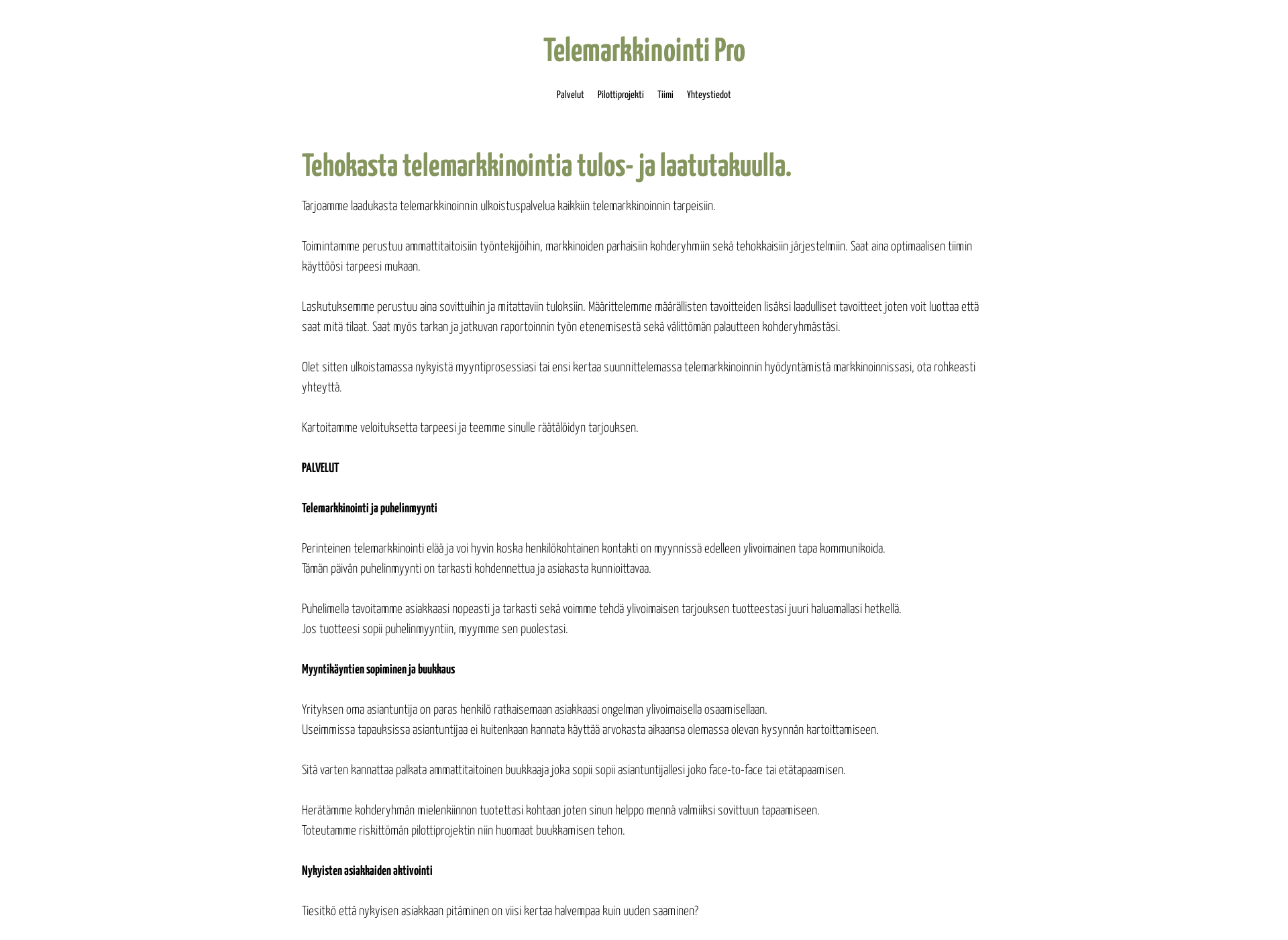 Screenshot for telemarkkinointipro.fi