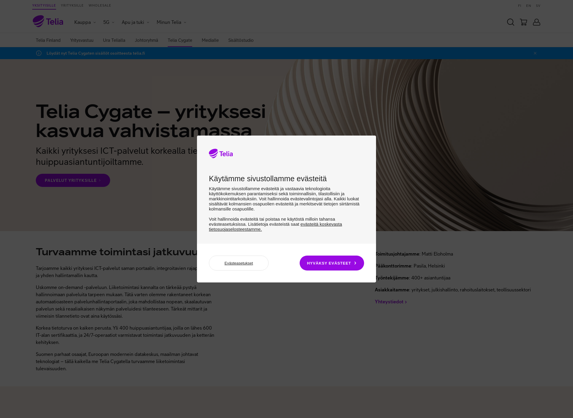 Screenshot for teliacygate.fi