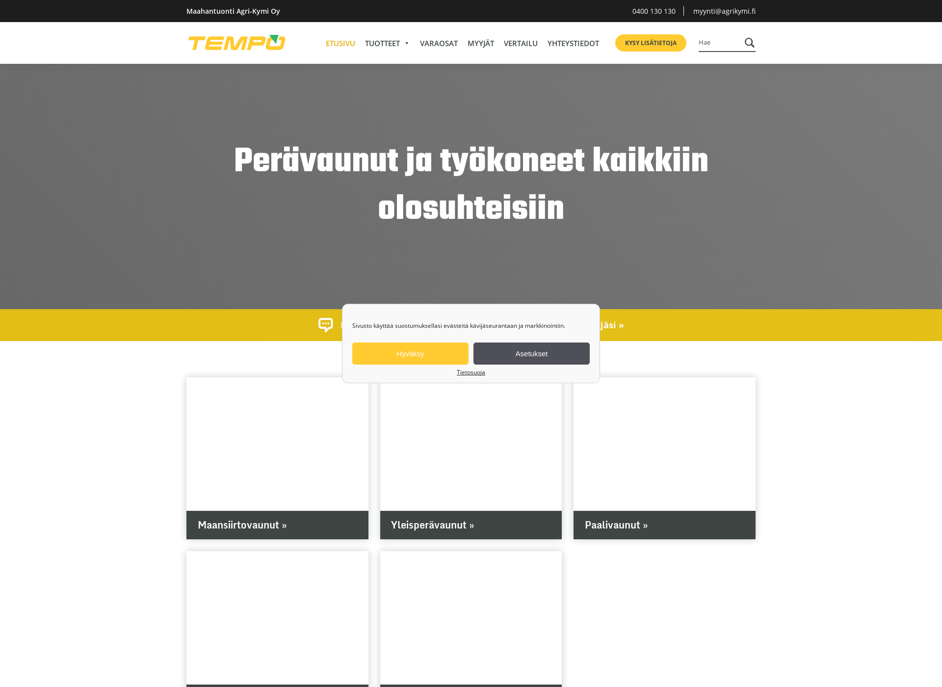 Skärmdump för tempokone.fi