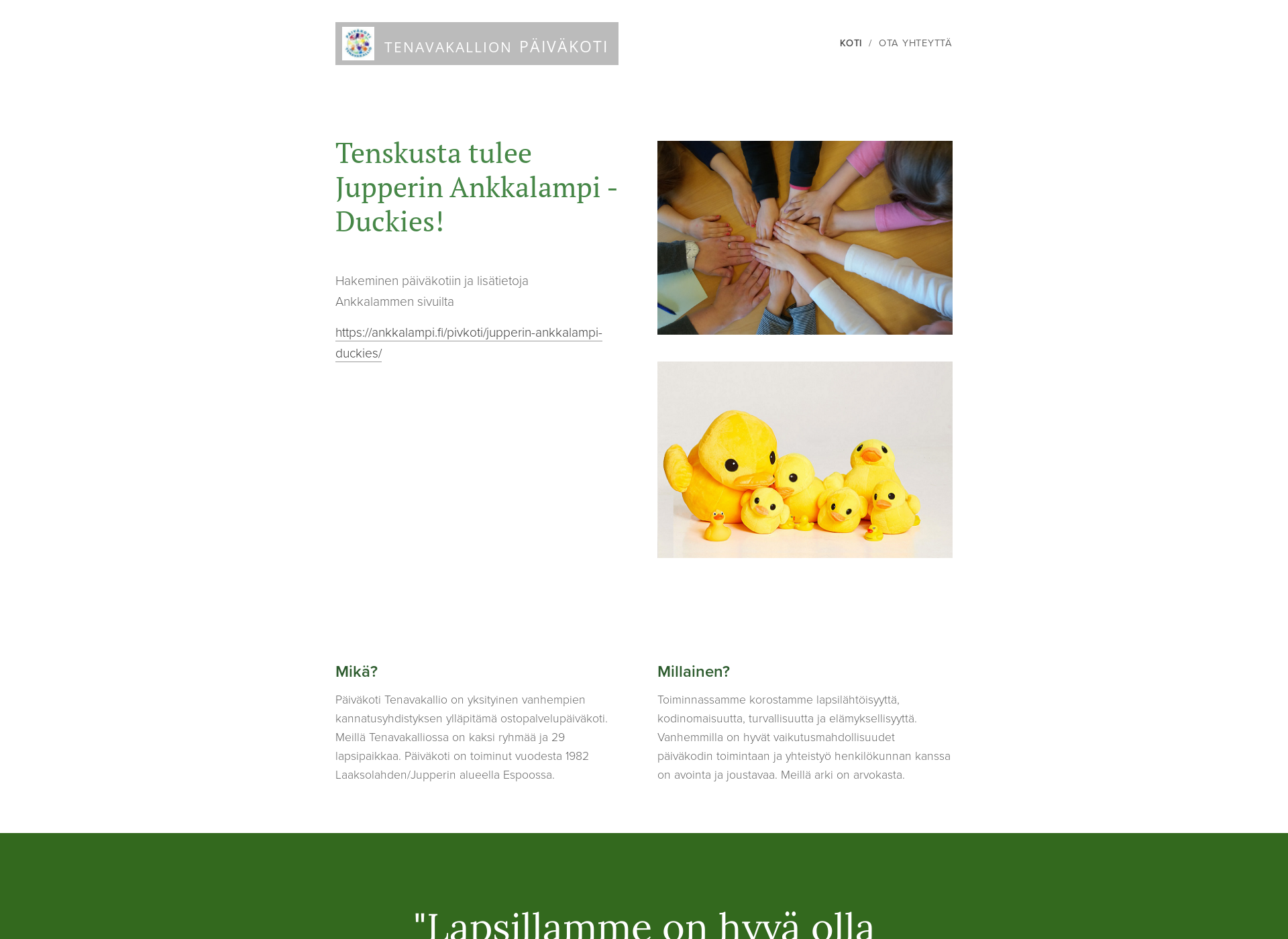 Skärmdump för tenavakallio.fi
