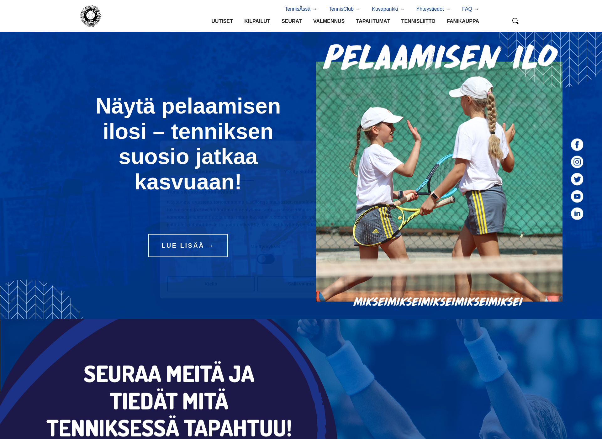 Skärmdump för tennis.fi
