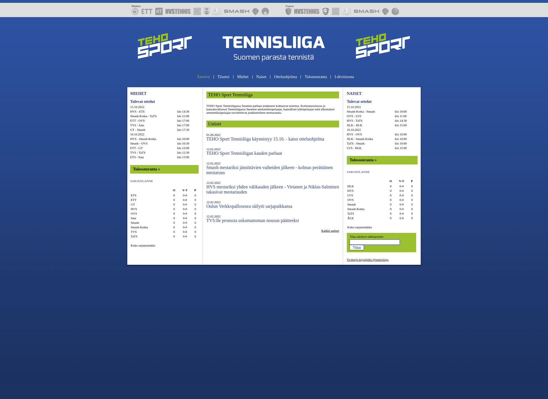 Screenshot for tennisliiga.fi
