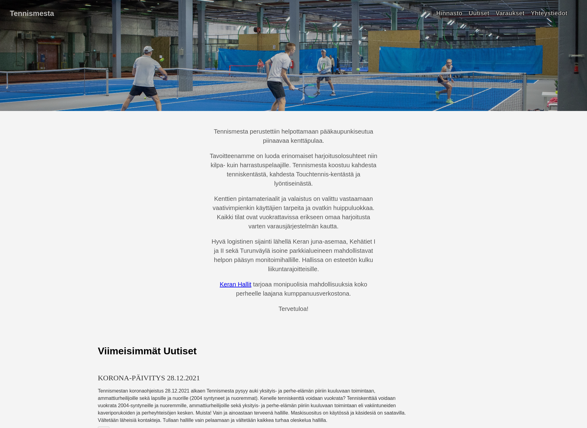 Skärmdump för tennismesta.fi