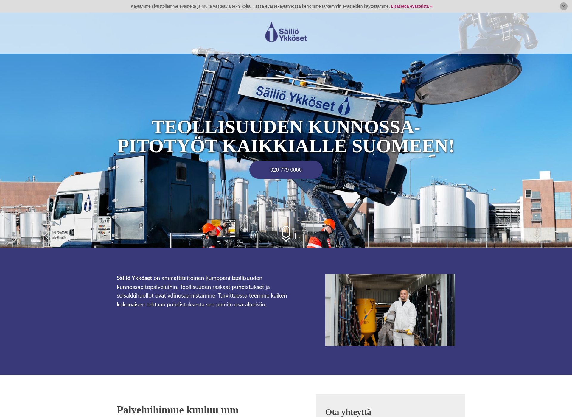 Skärmdump för teollisuudenkunnossapito.fi
