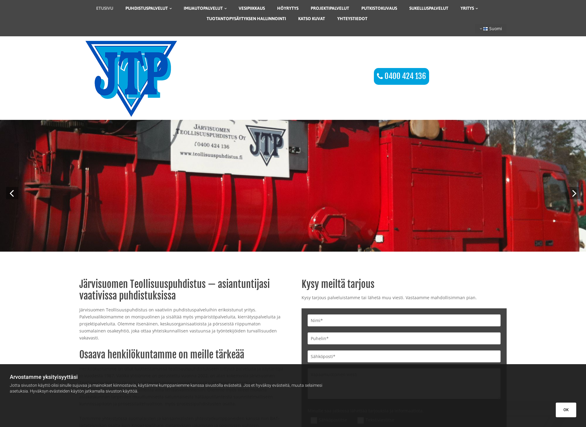 Screenshot for teollisuuspuhdistus.fi
