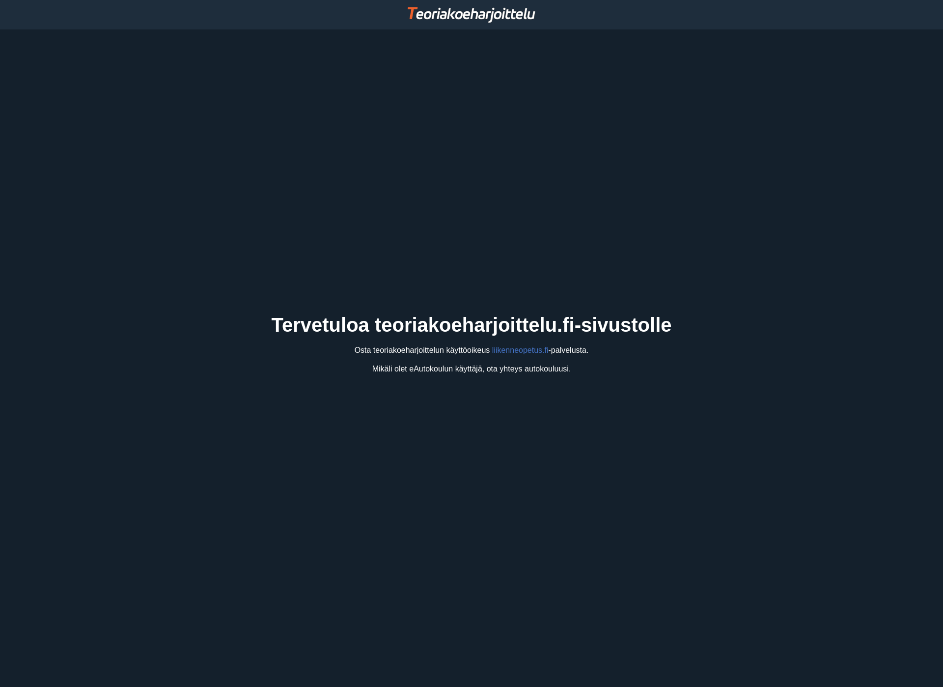Skärmdump för teoriakoeharjoittelu.fi