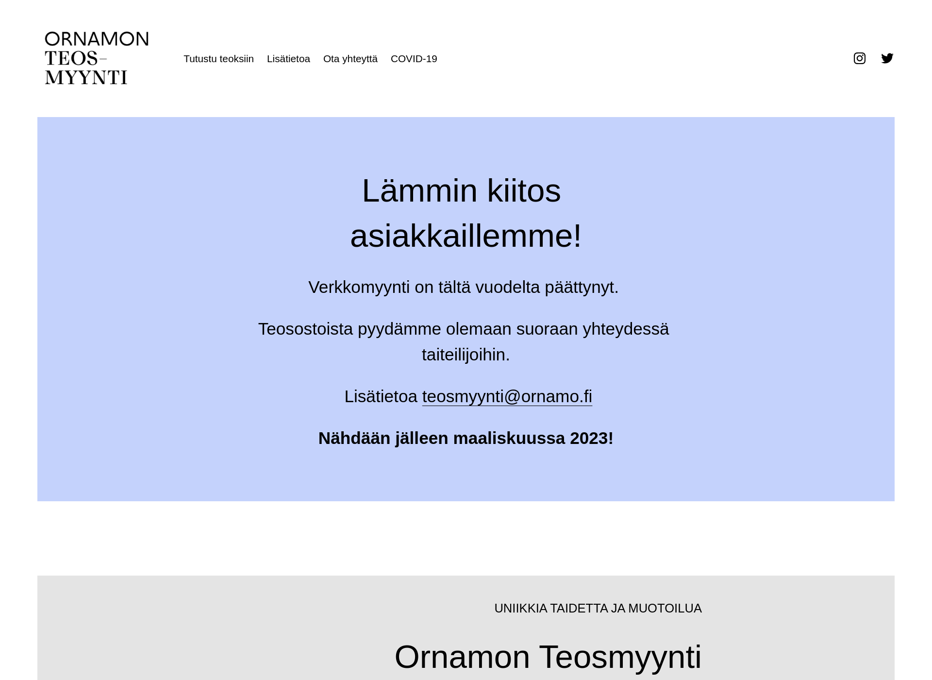 Skärmdump för teosmyynti.fi