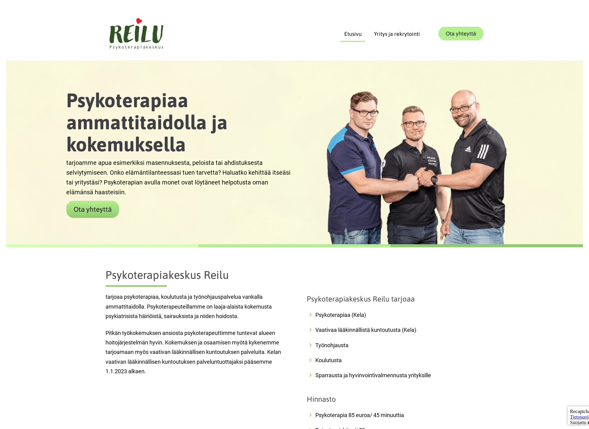 Skärmdump för terapiantarpeessa.fi