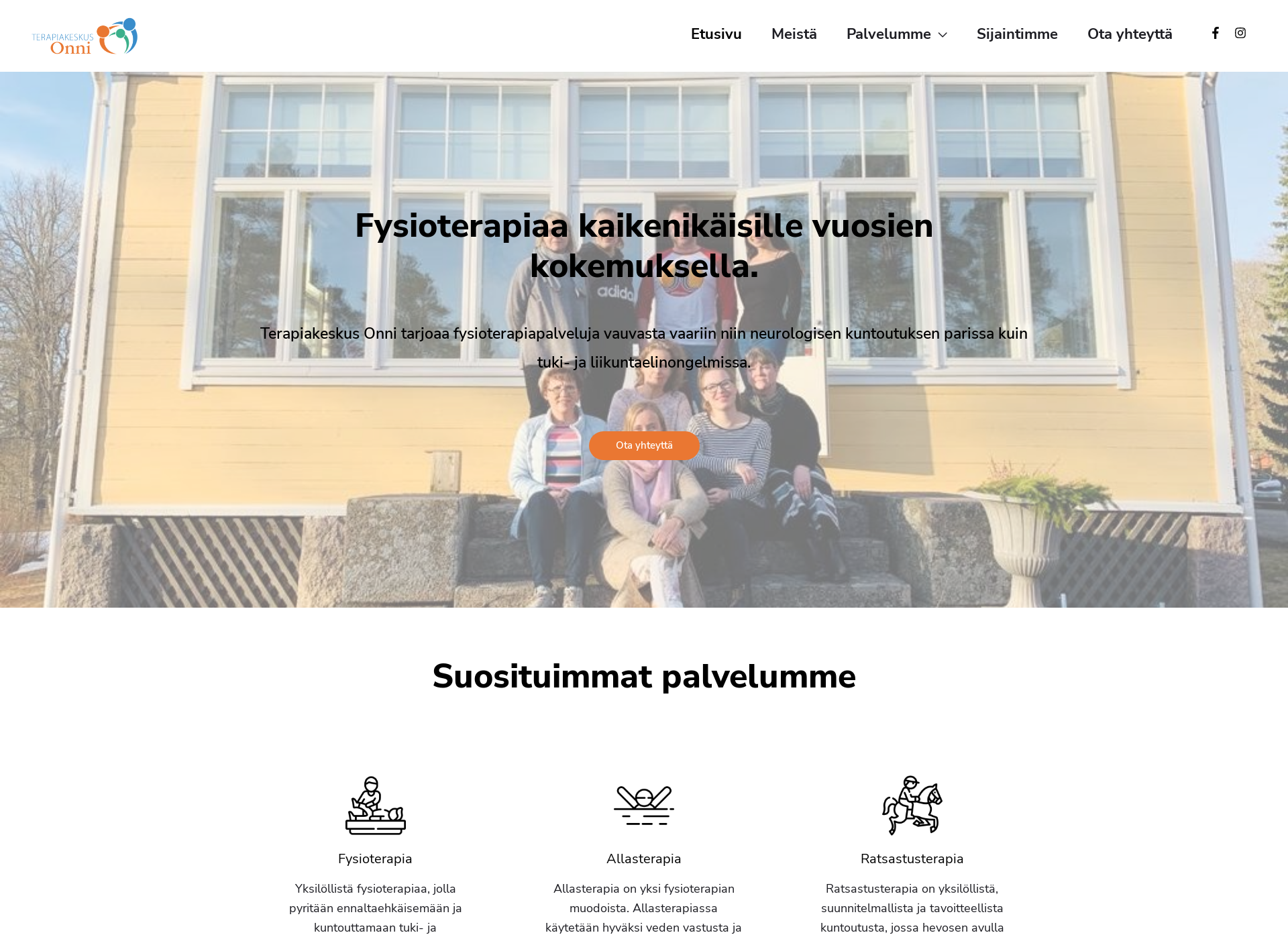 Skärmdump för terapiaonni.fi