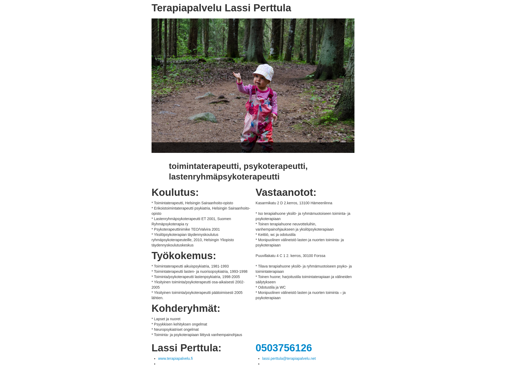 Skärmdump för terapiapalvelu.fi