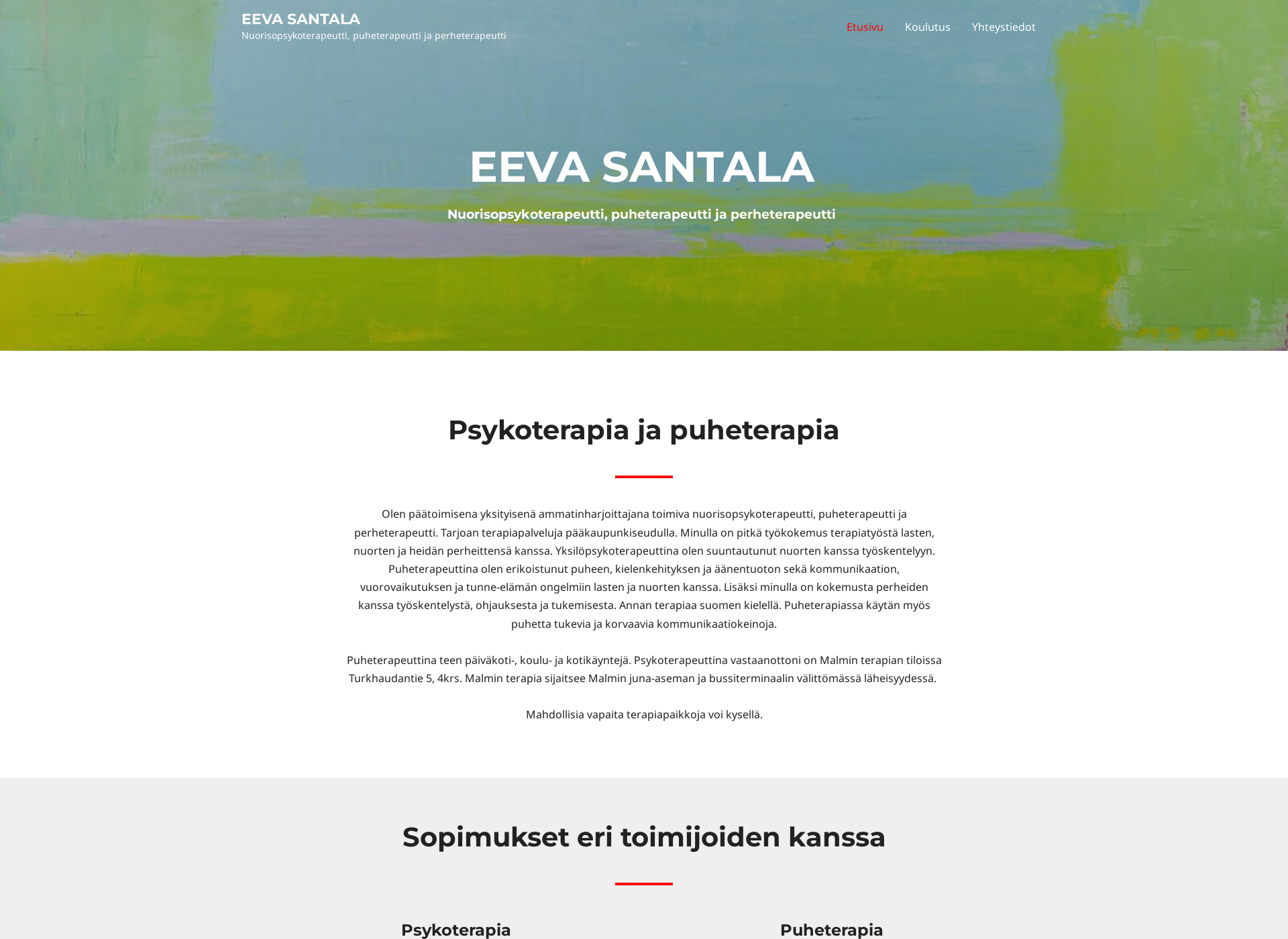 Skärmdump för terapiapalvelut-santala.fi