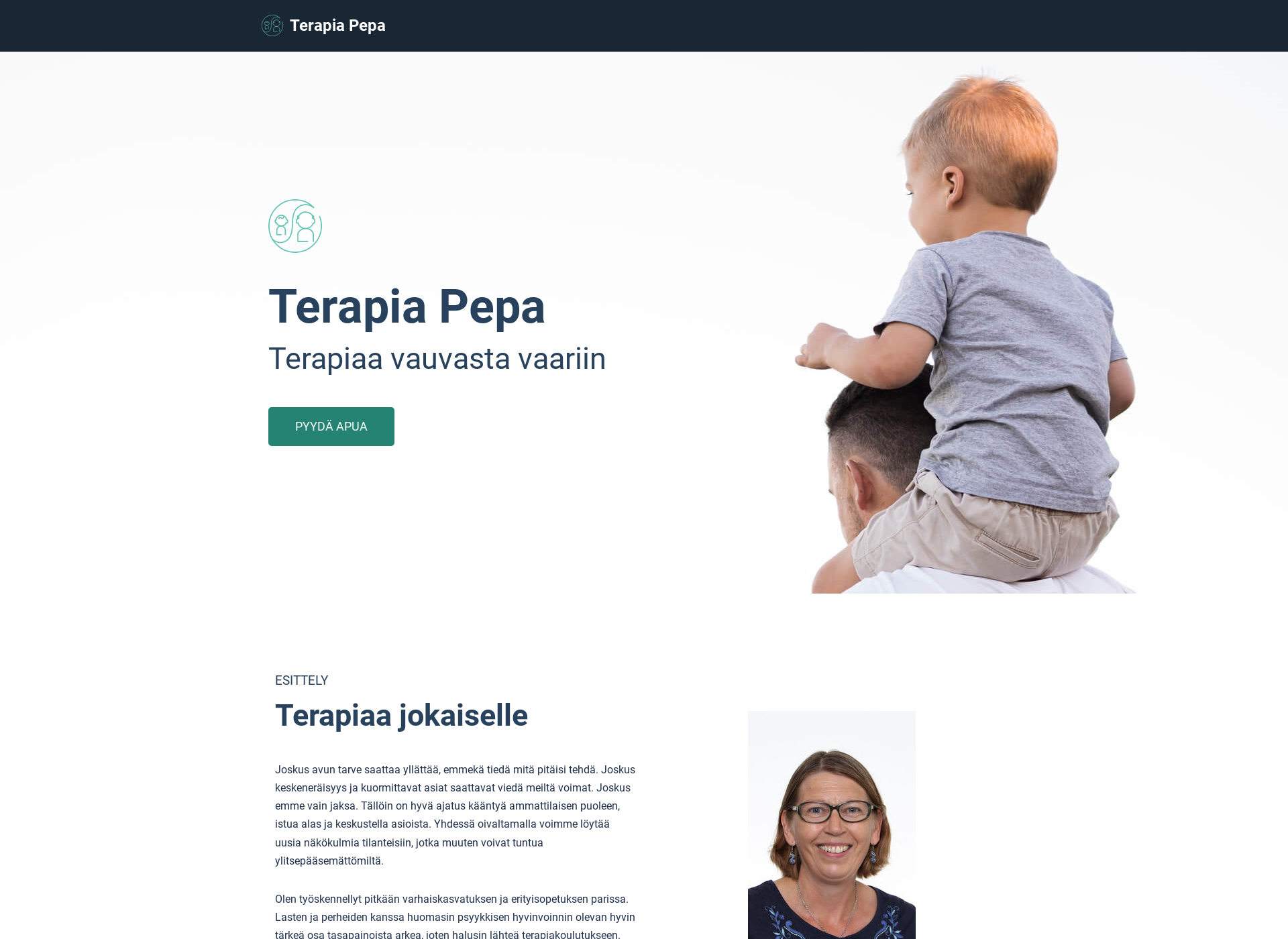 Skärmdump för terapiapepa.fi