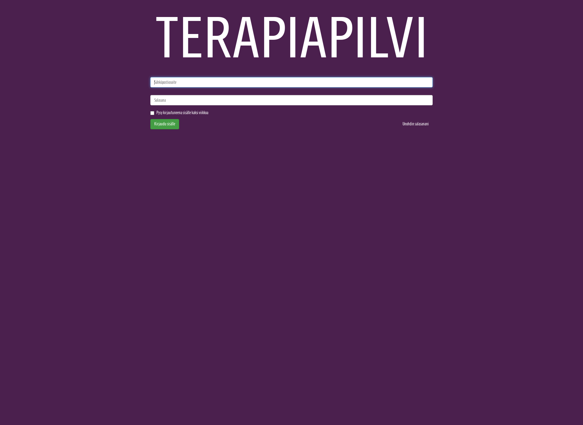 Skärmdump för terapiapilvi.fi