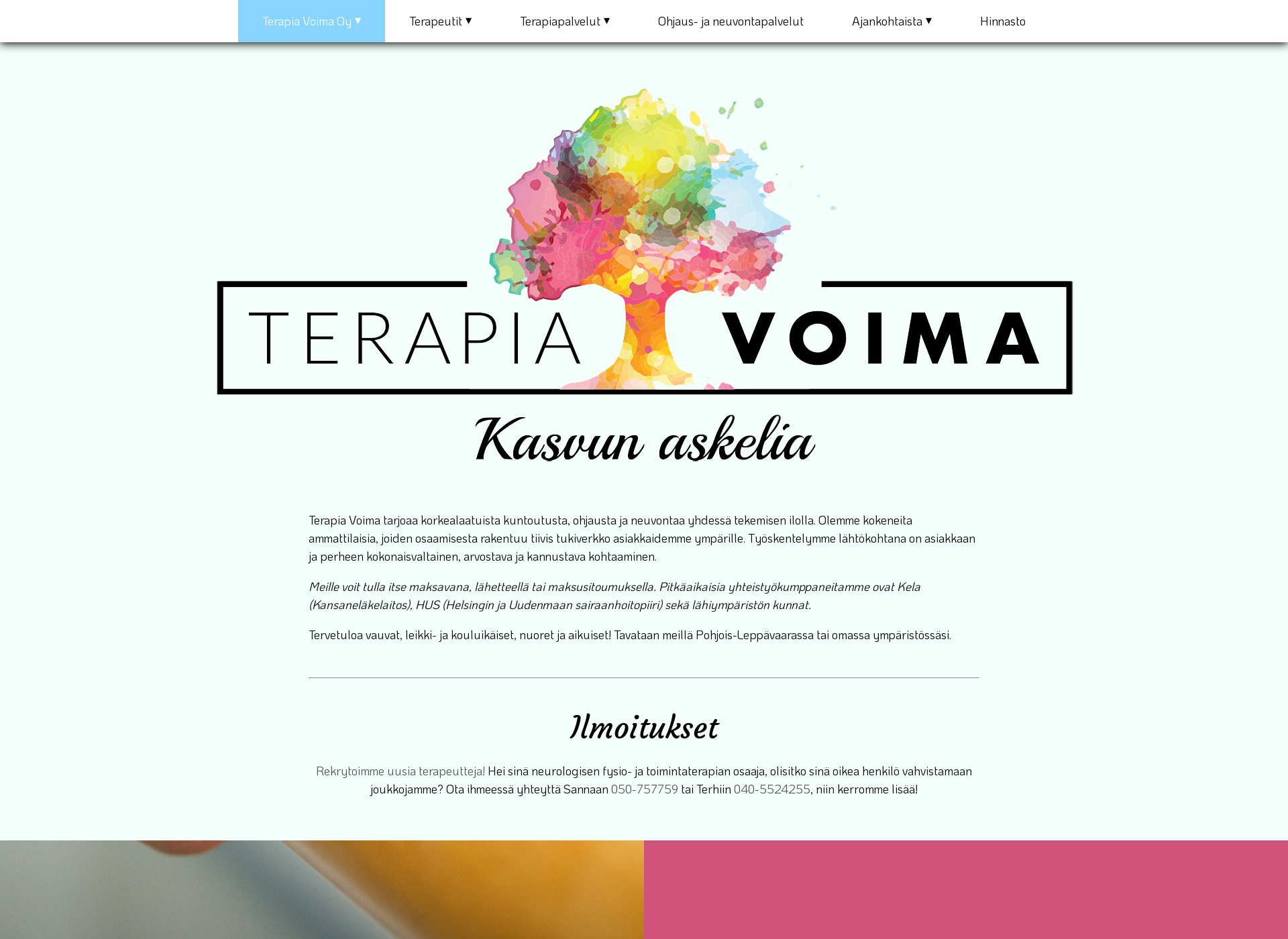 Skärmdump för terapiavoima.fi