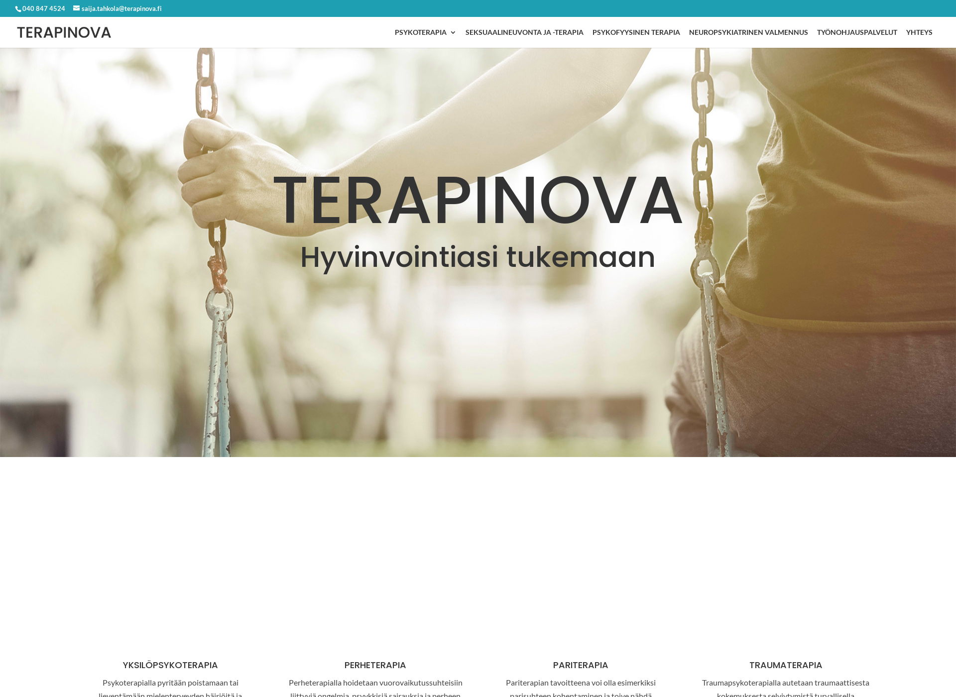 Skärmdump för terapinova.fi