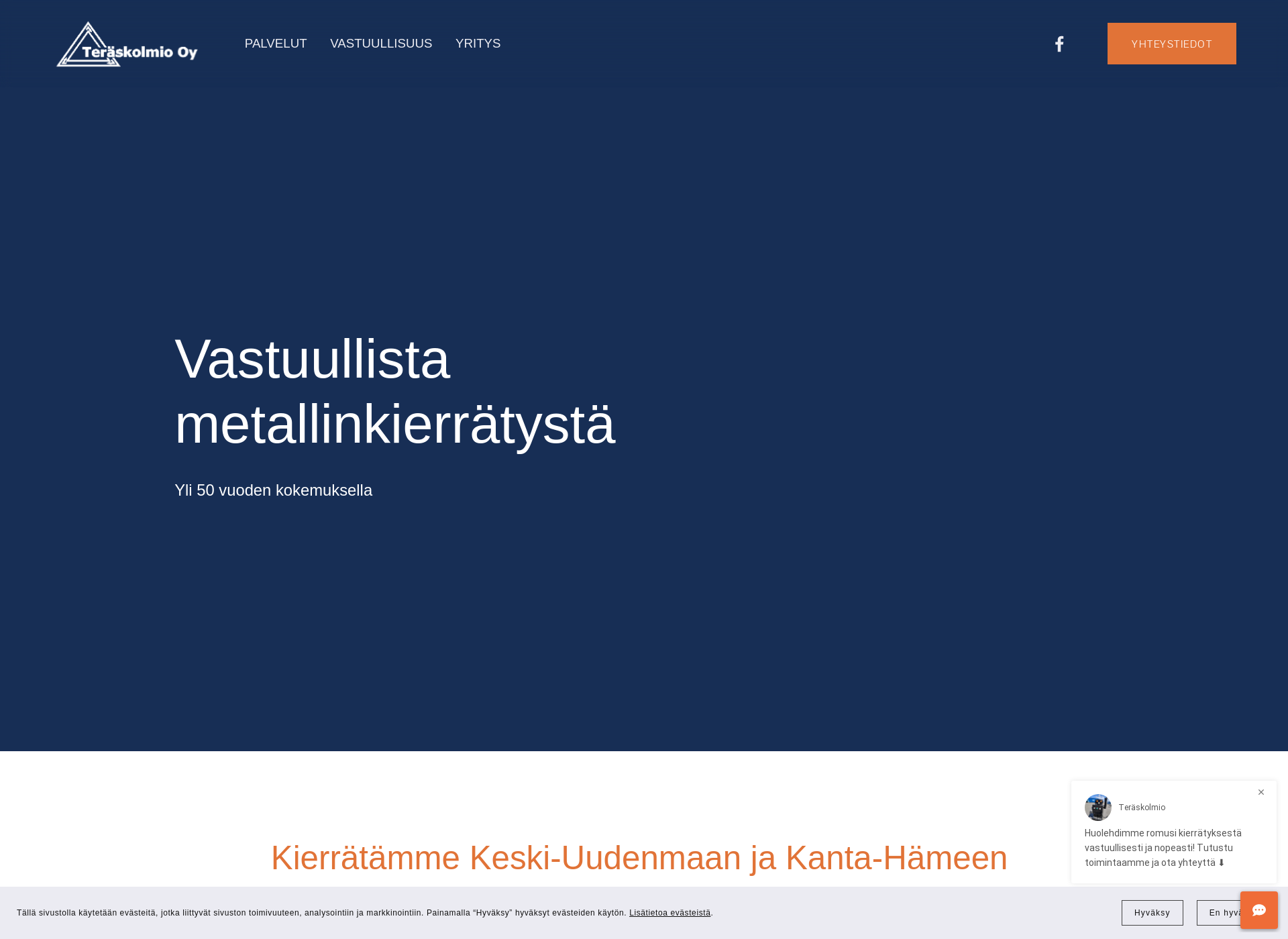 Skärmdump för teraskolmio.fi