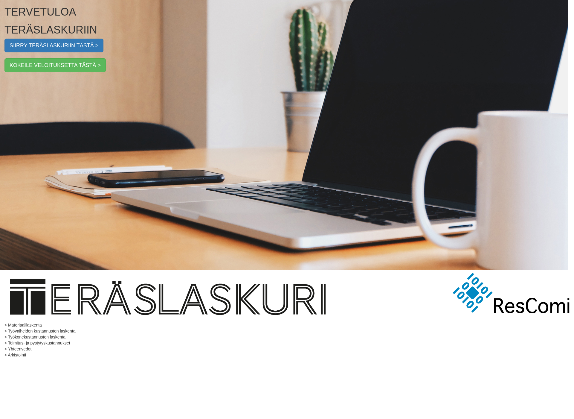 Skärmdump för teraslaskuri.fi