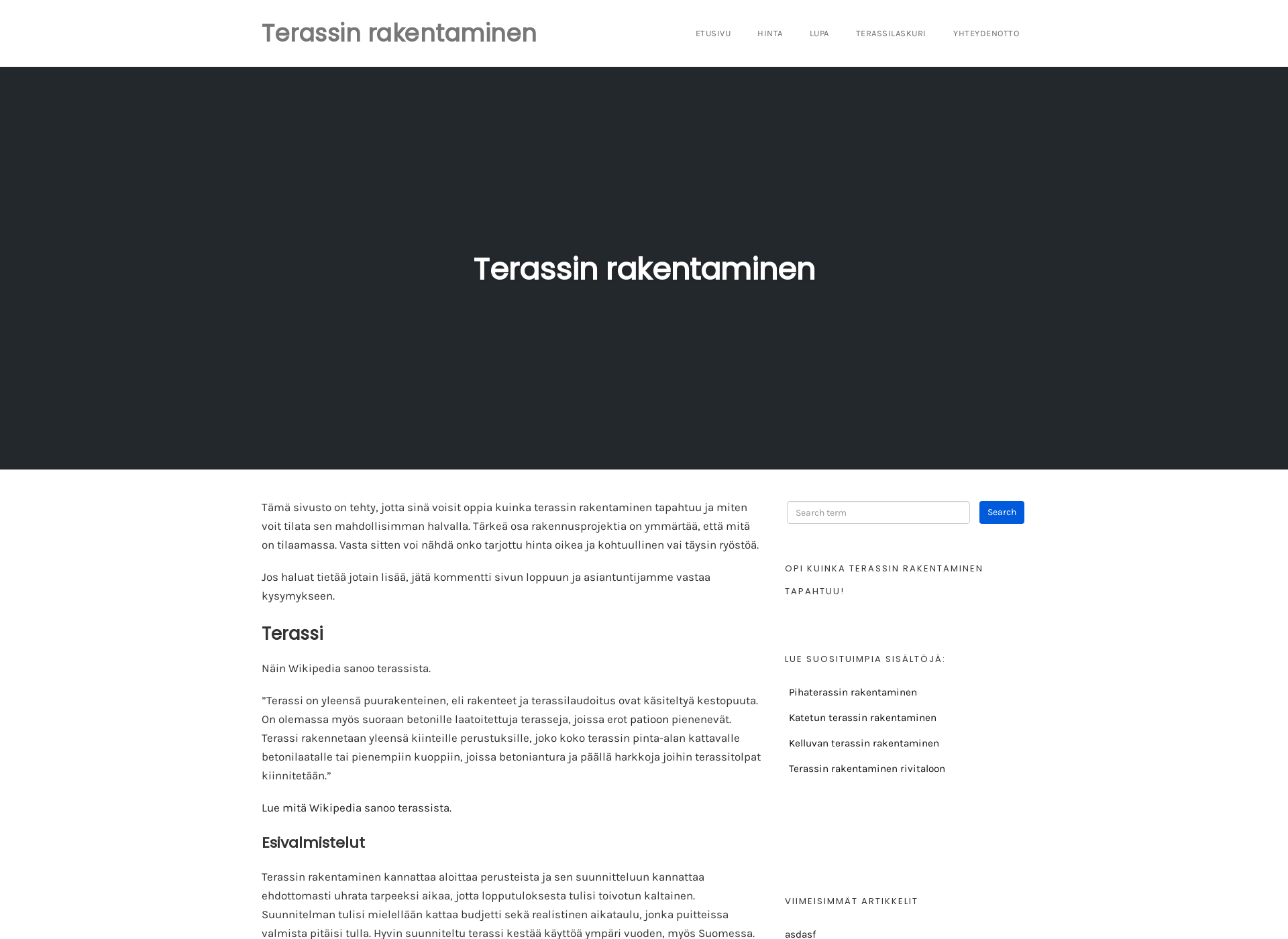 Screenshot for terassinrakentaminen.fi