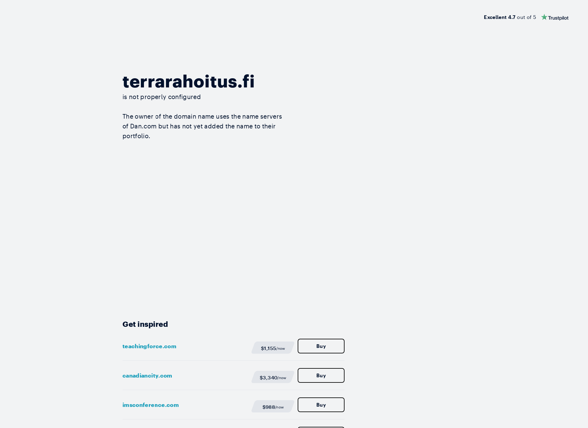 Skärmdump för terrarahoitus.fi