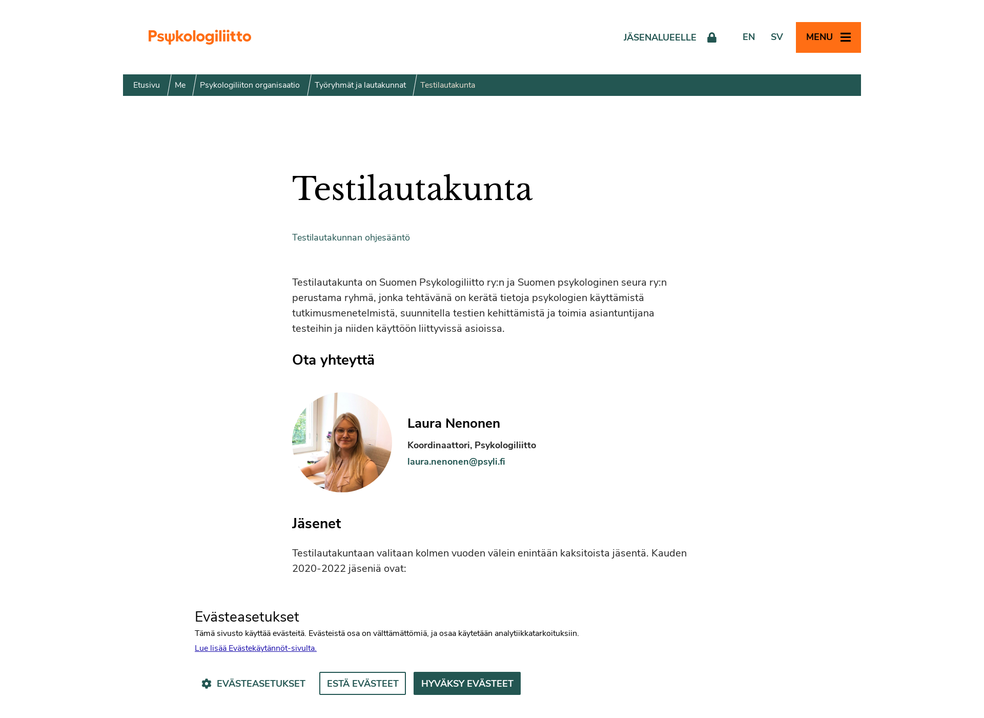 Screenshot for testilautakunta.fi