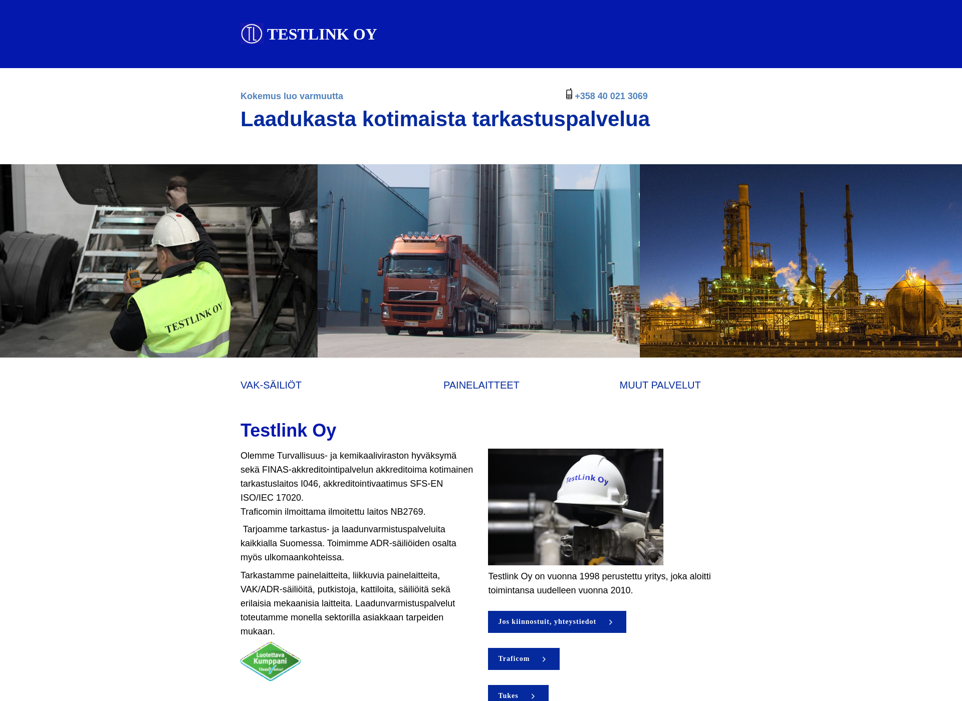 Skärmdump för testlink.fi