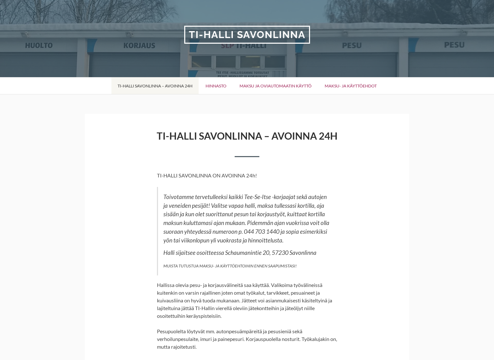 Skärmdump för ti-hallisln.fi