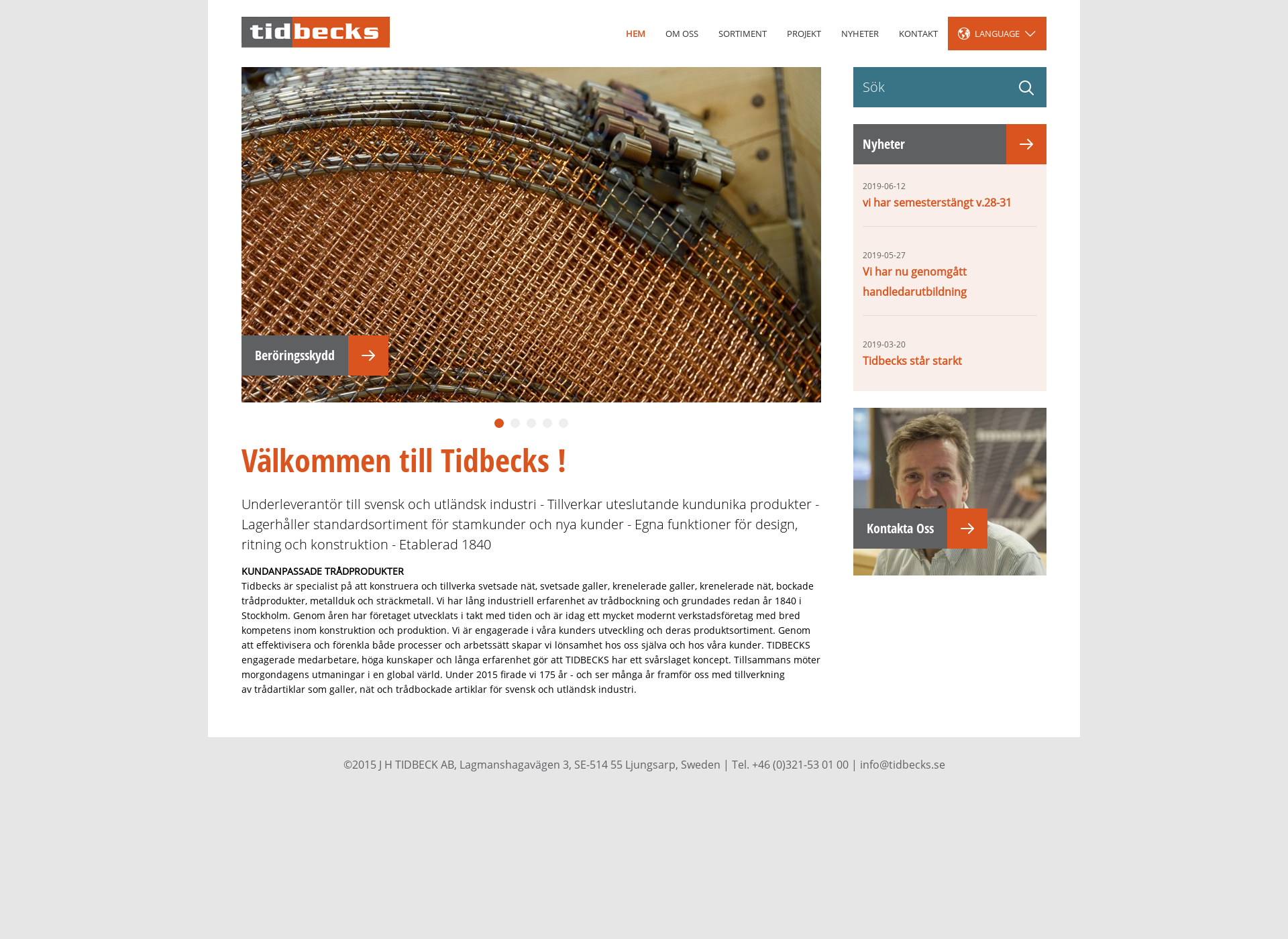 Skärmdump för tidbecks.fi