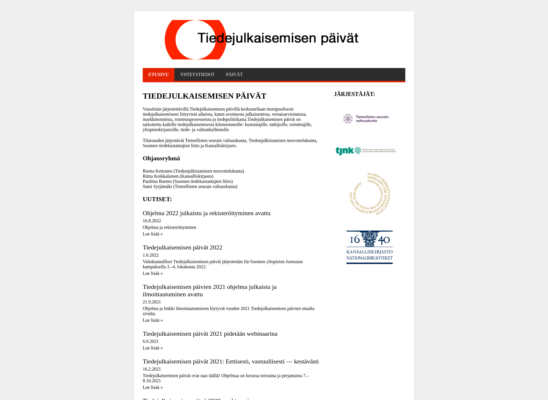 Skärmdump för tiedejulki.fi